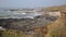 Cornwall coast and Godrevy lighthouse England UK