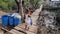 Coron, Philippines - January 5, 2018: The way of life of children and families in the Filipino slums. Poverty. Children