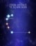 Corona australis the southern crown constellation on a starry space background with the names of its main stars. Relative sizes