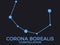 Corona Borealis constellation. Stars in the night sky. Cluster of stars and galaxies. Constellation of blue on a black background