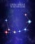 Corona borealis the northern crown constellation on a starry space background with the names of its main stars. Relative sizes and