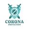 Corona Covid-19, shield, protection, immune vector logo symbol.