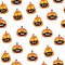 Corona Halloween Pumpkin Seamless Pattern. Pumpkins wearing face masks. Covid 19 virus Halloween background. For