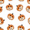 Corona Halloween Pumpkin Seamless Vector Pattern. Pumpkins wearing face masks. Covid 19 virus Halloween background. For