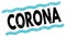 CORONA text on blue-black lines stamp sign
