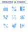 Corona virus 2019 and 2020 epidemic 9 Blue icon pack such as on, consult, building, call, safety