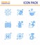 Corona virus 2019 and 2020 epidemic 9 Blue icon pack such as cream, medical, care, kit, research