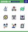 Corona virus 2019 and 2020 epidemic 9 Filled Line Flat Color icon pack such as warning, lab, virus, hazard, hand soap