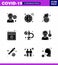 Corona virus 2019 and 2020 epidemic 9 Solid Glyph Black icon pack such as laboratory, services, timer, online, virus