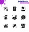 Corona virus 2019 and 2020 epidemic 9 Solid Glyph Black icon pack such as search, virus, hygiene, bottle, solid