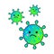 Corona virus 2019-nCoV Emoji pattern on white background and neon color. Physical distancing. Corona Virus in Wuhan, China, Global