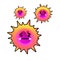 Corona virus 2019-nCoV Emoji pattern on white background. Physical distancing, medical mask. Corona Virus in Wuhan, China, Global