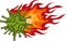 corona virus burns with flames vector illustration