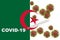 Corona virus, covid-19 with clinical thermometer on a Algeria flag