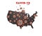 Corona virus COVID-19 microscopic virus corona virus disease 3d illustration infected USA united states of America map