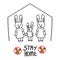 Corona virus covid 19 self isolate cute bunny lesbian family infographic sign. News broadcast quarantine support