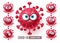 Corona virus covid19 emoji vector set. Covid19 corona virus emojis and emoticons