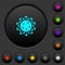 Corona virus dark push buttons with color icons