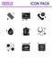 Corona virus disease 9 Solid Glyph Black icon pack suck as list, medical, reports, drop, care