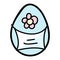 Corona virus easter egg with medical face mask. Quaratine spring clipart. Stay positive covid 19 infographic for kids