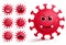 Corona-virus emojis vector set. Red covid-19 virus smiley emojis and emoticons.