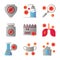 Corona virus icon set include virus, shield,sanitizer,laboratory,calendar,infection,mask,stay home