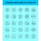 Corona virus and influenza icon set. Outline style. Virus, corona, lung, wash, hand, bottle, tablet, vaccine, bed, rest, anti-