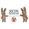 Corona virus kids cartoon social distancing infographic. Viral flu help cute bunny. Educational graphic for self isolate