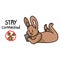 Corona virus kids cartoon stay connected cute bunny phone infographic. Educational graphic self isolate family. Friendly