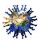 Corona virus - The planet earth projected onto a corona virus. Focus on Asia.