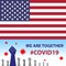 Corona Virus poster. United States of America We are together agianst social media post for web and media.