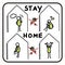 Corona virus stay at home banner poster. Advice to stay indoors to flatten curve. Covid 19 infographic stick figures