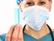 Corona virus woman with dust mask stock photo