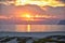 Coronado Beach in San Diego by the Historic Hotel del Coronado, at sunset with unique beach sand dunes, panorama view of the Pacif