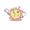 Coronaviridae virus cartoon character style with happy face