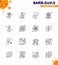 CORONAVIRUS 16 Line Icon set on the theme of Corona epidemic contains icons such as medicine, illness, cold, hospital chart,