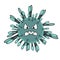 Coronavirus 2019-nCov. Concept resposible for asian flu outbreak. Stop symbol. Influenza pandemic. Virus or bacterium. Flat cartoo