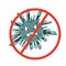 Coronavirus 2019-nCov. Concept resposible for asian flu outbreak. Stop symbol. Influenza pandemic. Virus or bacterium. Flat cartoo