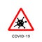 Coronavirus 2019-nCoV. Corona virus attention icon. Red triangle sign isolated white background. Pathogen respiratory