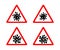 Coronavirus 2019-nCoV. Corona virus attention icon set. Red triangle sign isolated white background. Pathogen