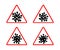 Coronavirus 2019-nCoV. Corona virus attention icon set. Red triangle sign isolated white background. Pathogen