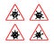 Coronavirus 2019-nCoV. Corona virus attention icon set. Red triangle sign isolated white background. Pathogen