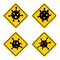 Coronavirus 2019-nCoV. Corona virus attention icon set. Yellow rhombus sign isolated white background. Pathogen