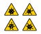 Coronavirus 2019-nCoV. Corona virus attention icon set. Yellow triangle sign isolated white background. Pathogen