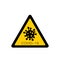 Coronavirus 2019-nCoV. Corona virus attention icon. Yellow triangle sign isolated white background. Pathogen respiratory