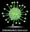 Coronavirus 2019 nCoV, illustration of dangerous unknown virus in China Wuhan, 3d green coronavirus isolated on black background