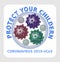 Coronavirus 2019 nCoV, protect your children, dangerous unknown virus in China Wuhan, 3d green and purple coronavirus on