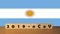 Coronavirus 2019-nCov words made of wood blocks. Covid 19 concept background with Argentina flag
