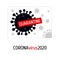 Coronavirus 2020 quarantine icon on stick in red black color Isolated on the white background