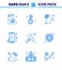 CORONAVIRUS 9 Blue Icon set on the theme of Corona epidemic contains icons such as cancer, online, nose, mobile, healthcare